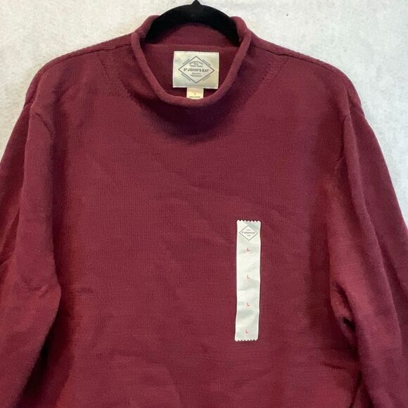 NWT ST. JOHN’S BAY Men’s Sweater L Roll Neck Burgundy Red Classic Fit Soft Knit - Picture 5 of 16